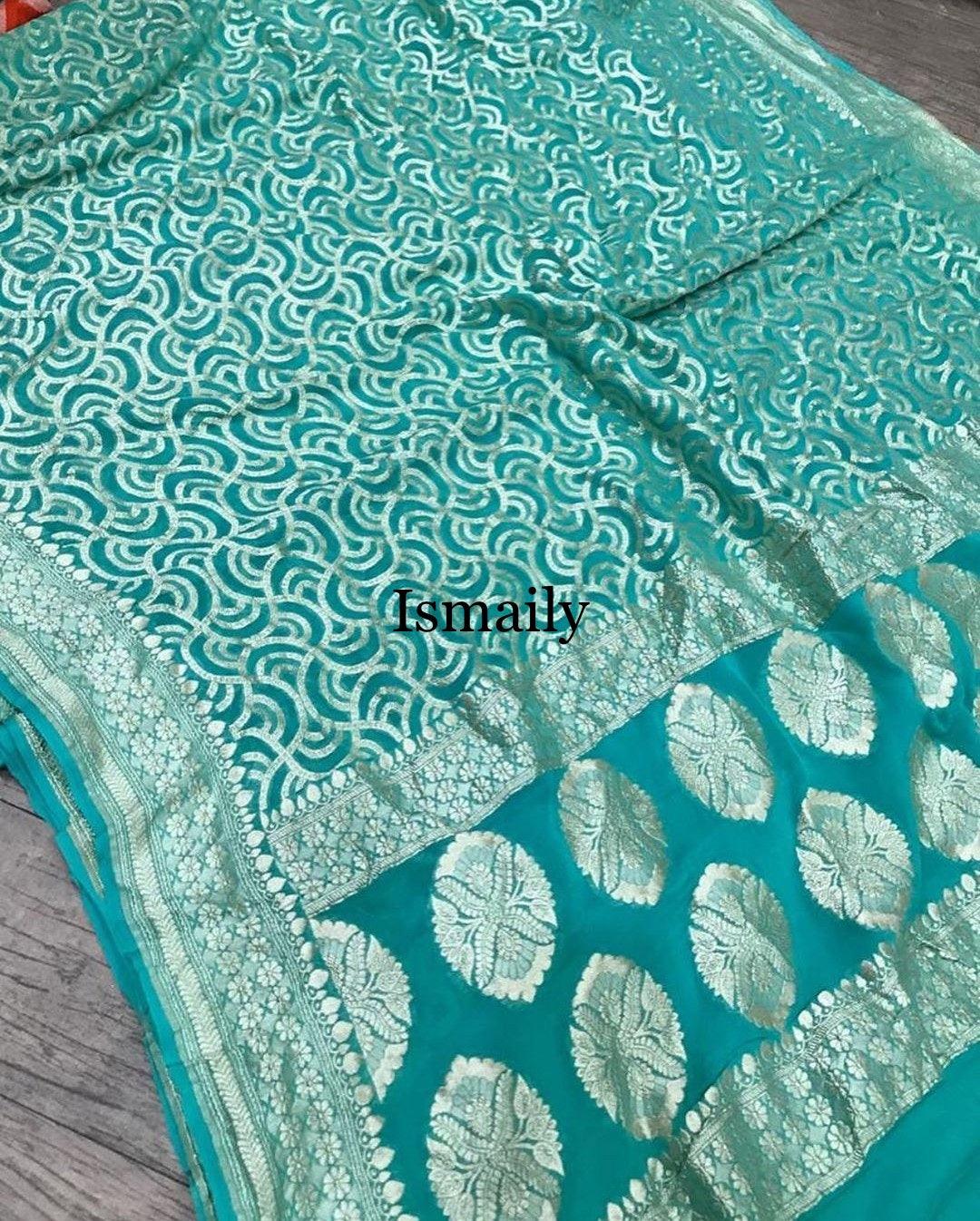 Turkish Banarasi Pure Khaddi Georgette Saree