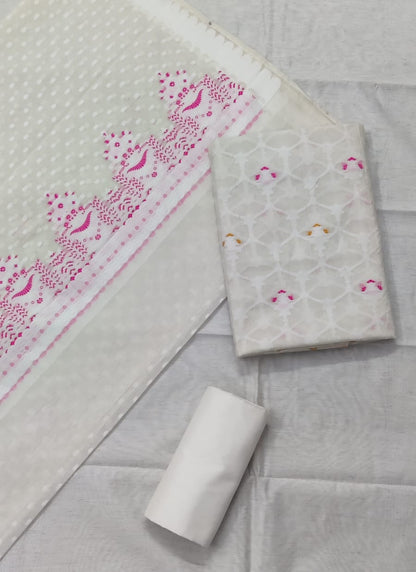 Off-White Banarasi Cotton Silk Jamdani Suits