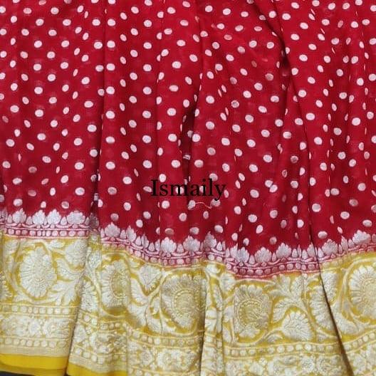 Crimson Banarasi Pure Khaddi Georgette Saree
