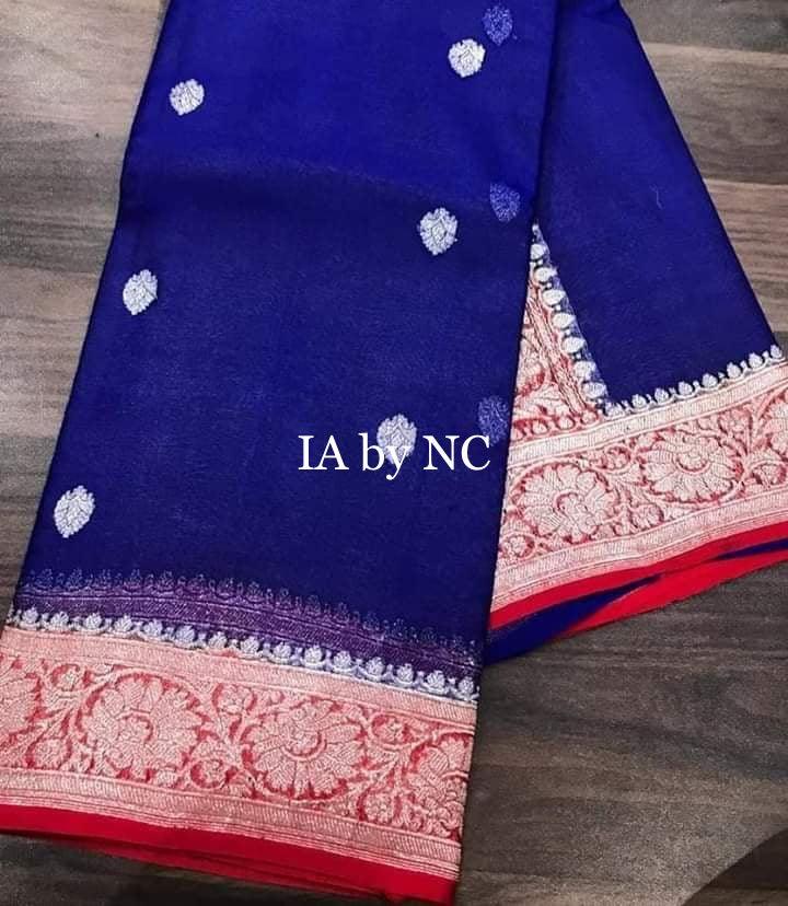 Navy Banarasi Pure Khaddi Georgette Kadwa Saree