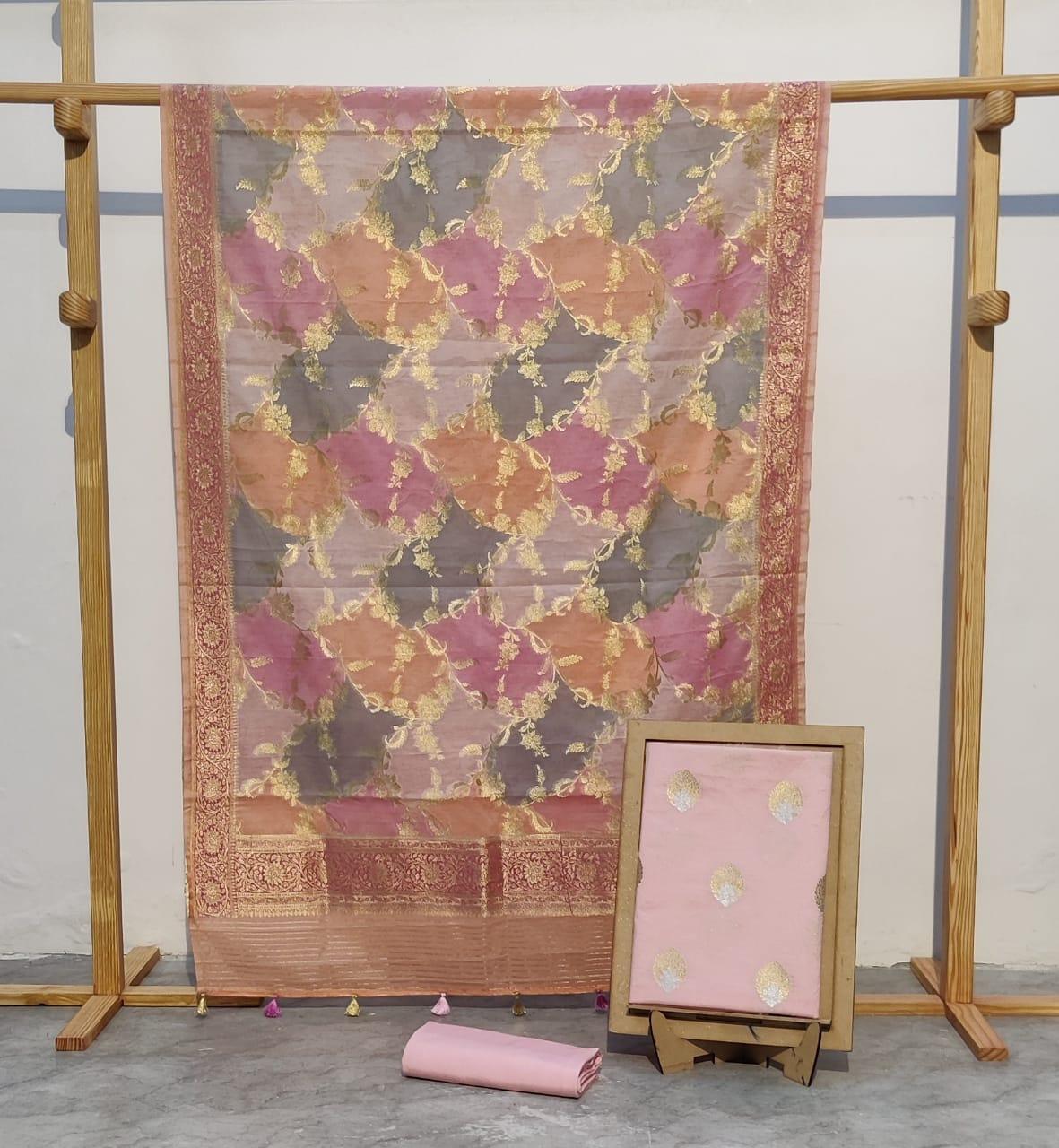 Baby Banarasi Premium Cotton Silk Jamdani Dress Materials