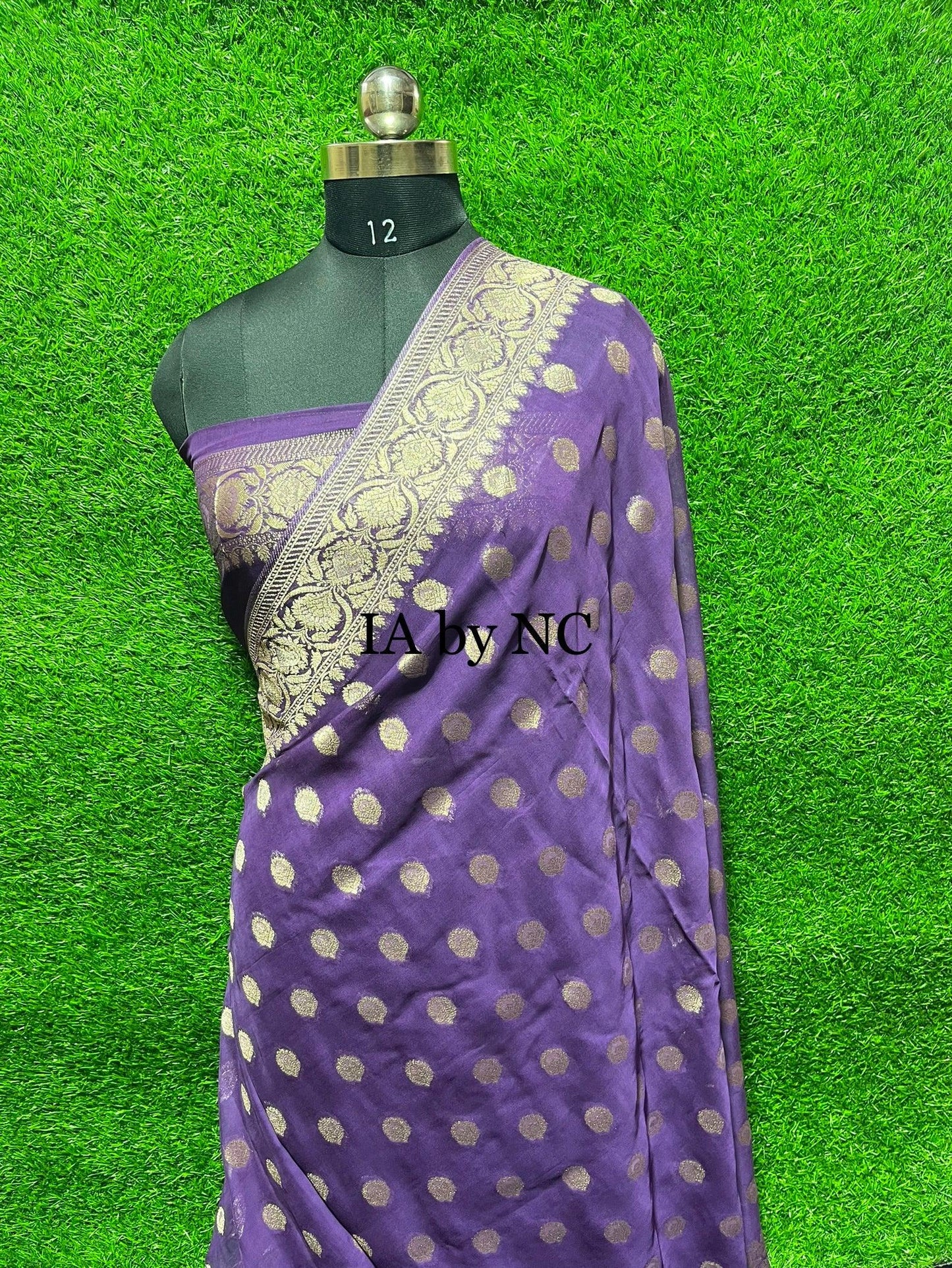 Grape Banarasi Pure Georgette Saree