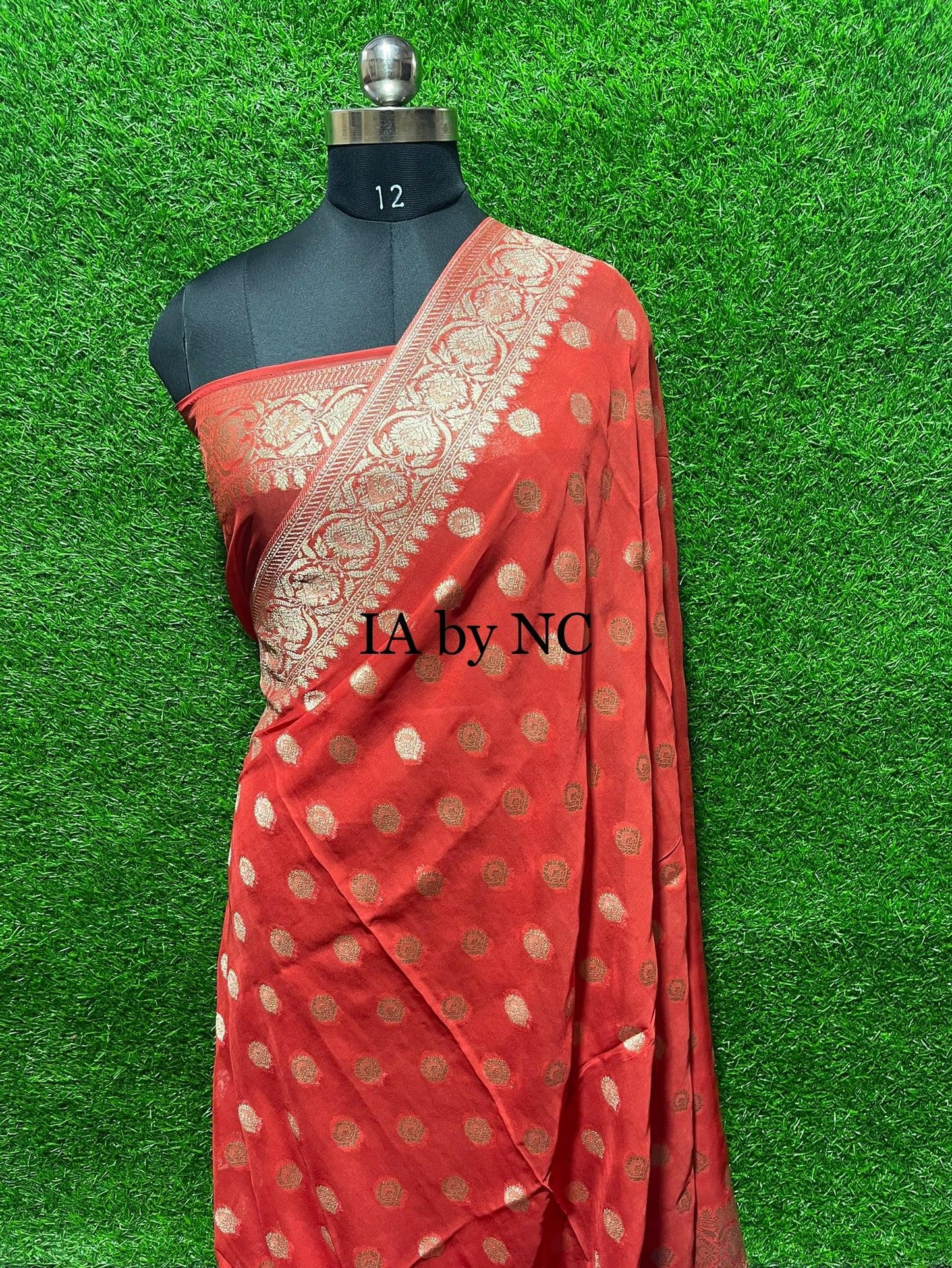 Scarlet Red Banarasi Pure Georgette Saree