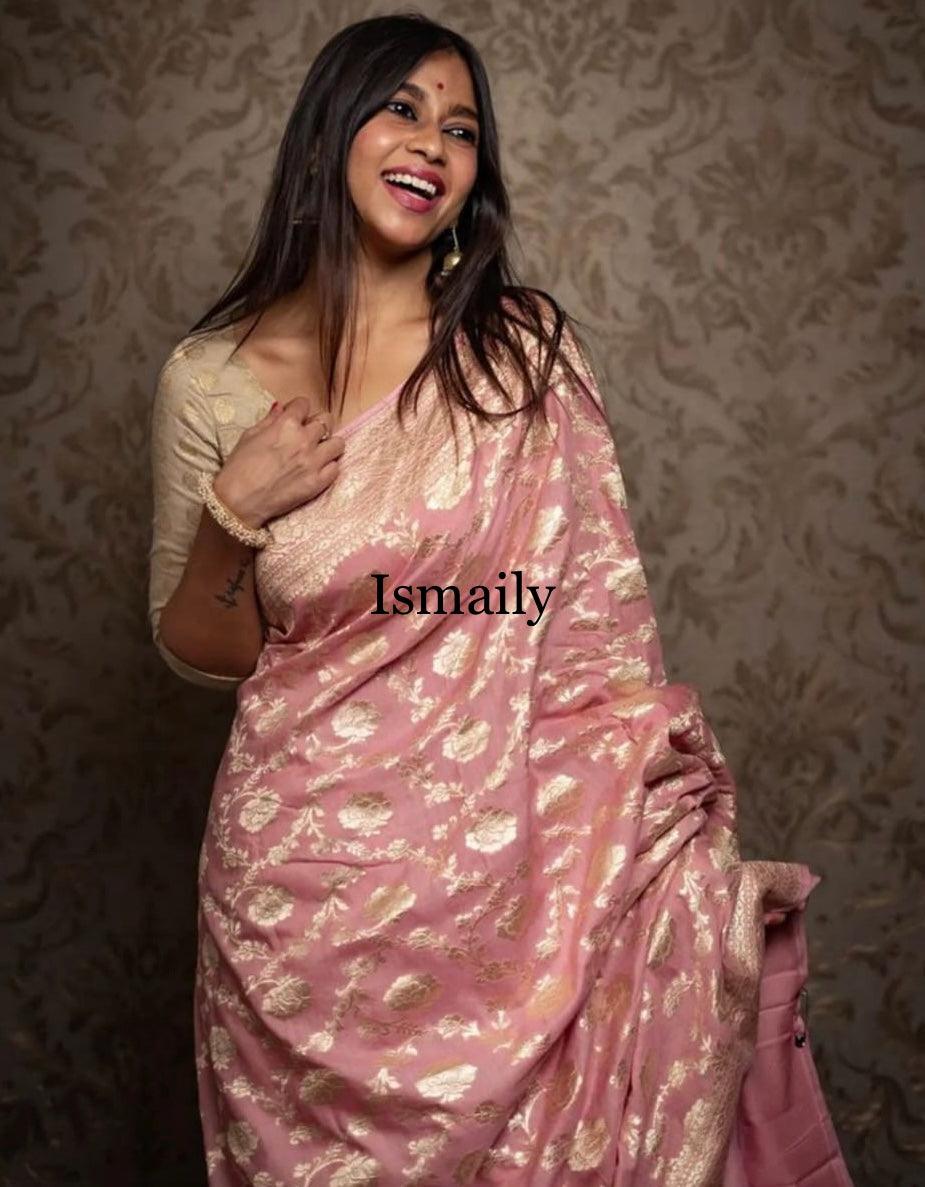 Flamingo Banarasi Pure Khaddi Georgette Saree