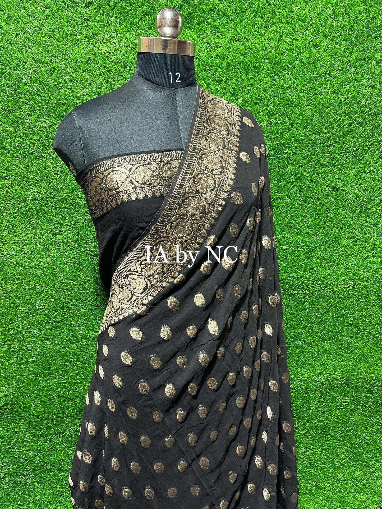 Black Banarasi Pure Georgette Saree