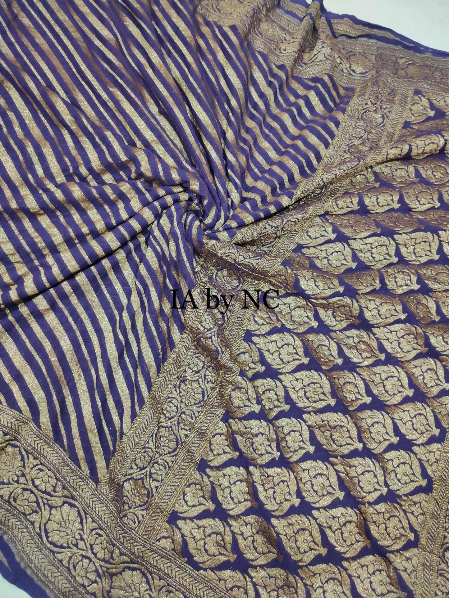 Grape Banarasi Pure Khaddi Georgette Saree