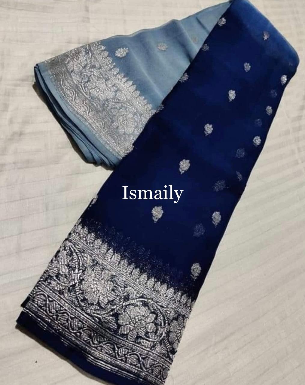 Space Banarasi Pure Khaddi Georgette Kadwa Saree