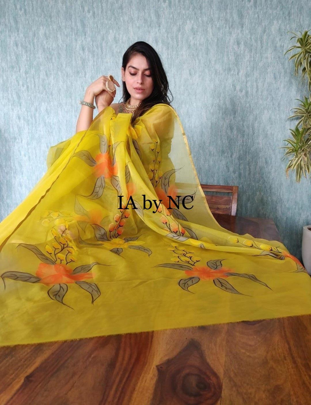 Bumblebee Banarasi Pure Kora Organza Saree