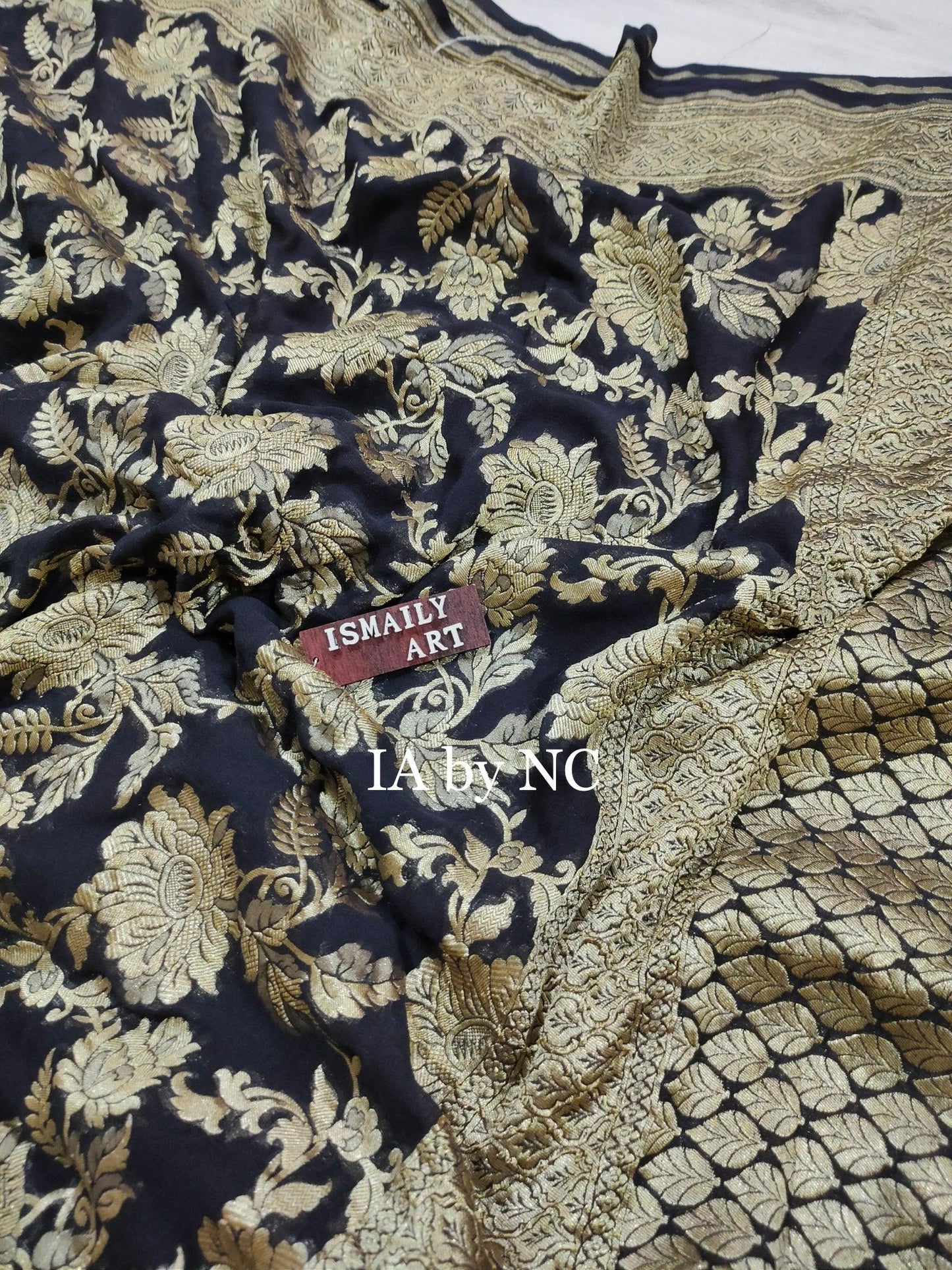 Black Banarasi Pure Khaddi Georgette Saree