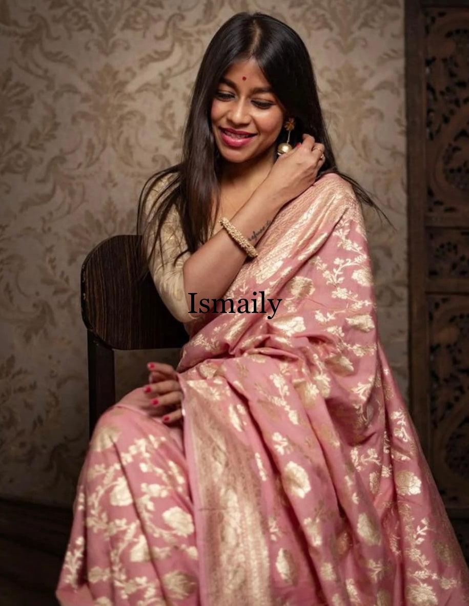 Flamingo Banarasi Pure Khaddi Georgette Saree