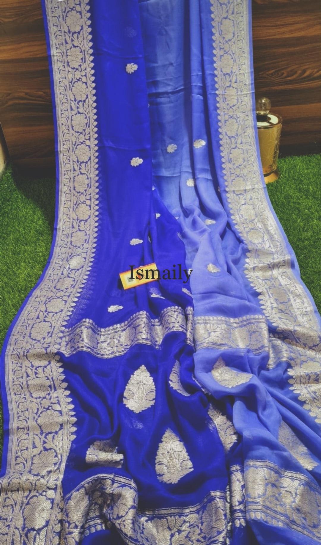 Royal Banarasi Pure Khaddi Georgette Kadwa Saree