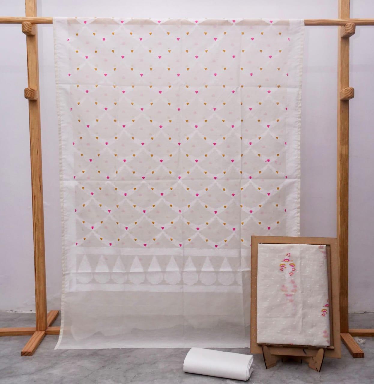 Off-White Banarasi Premium Cotton Silk Jamdani Suits