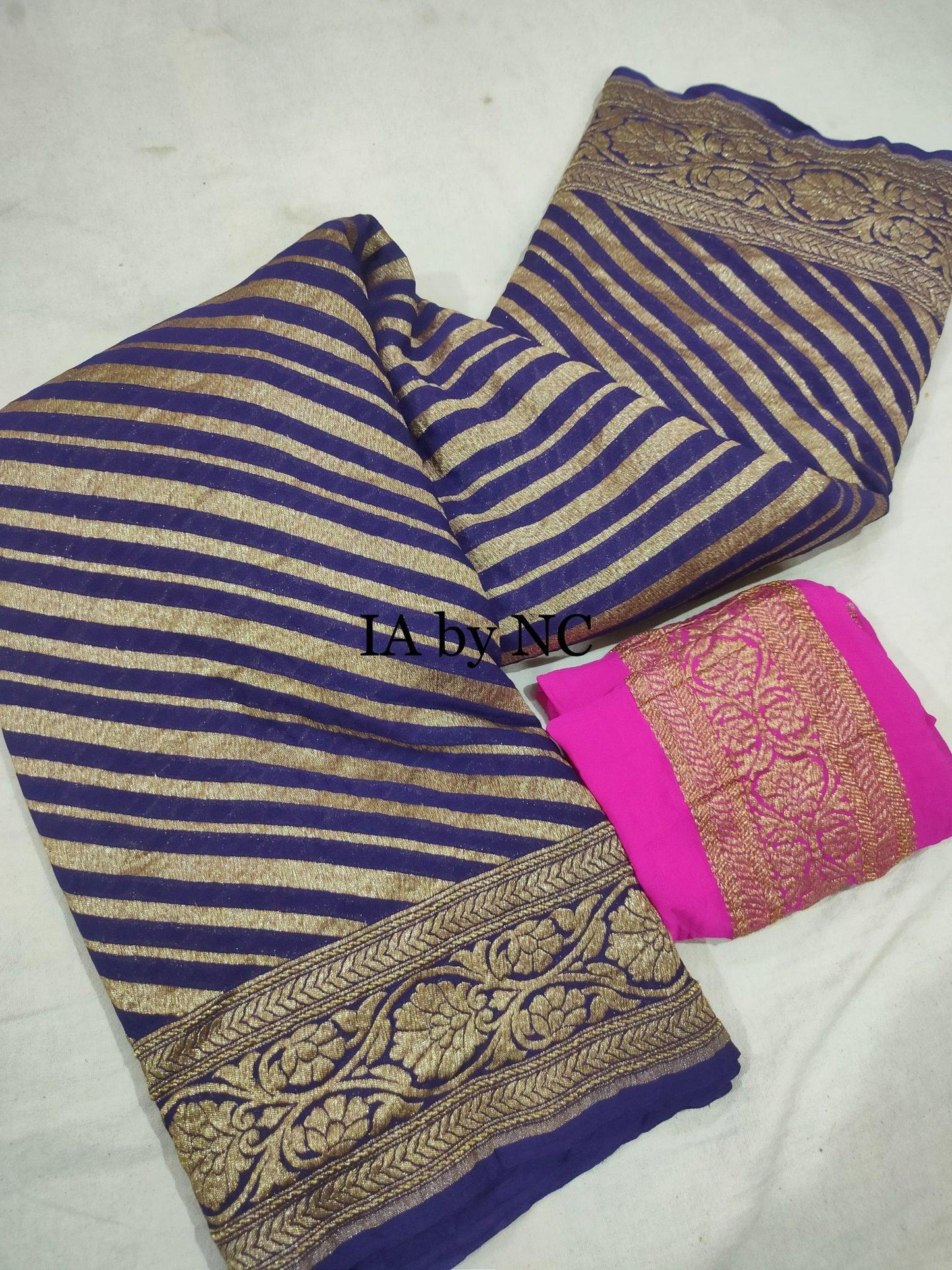 Grape Banarasi Pure Khaddi Georgette Saree