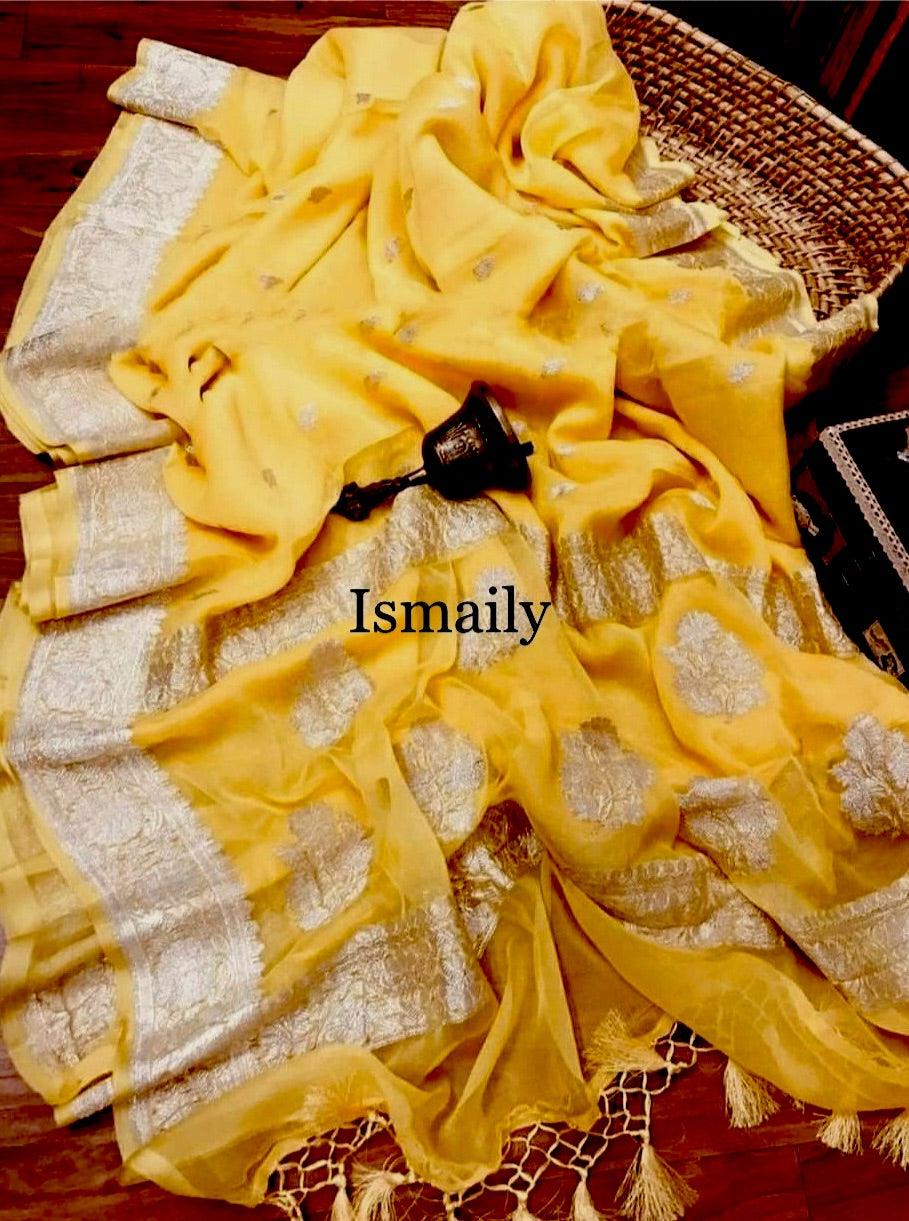 Amber Banarasi Pure Khaddi Georgette Kadwa Saree