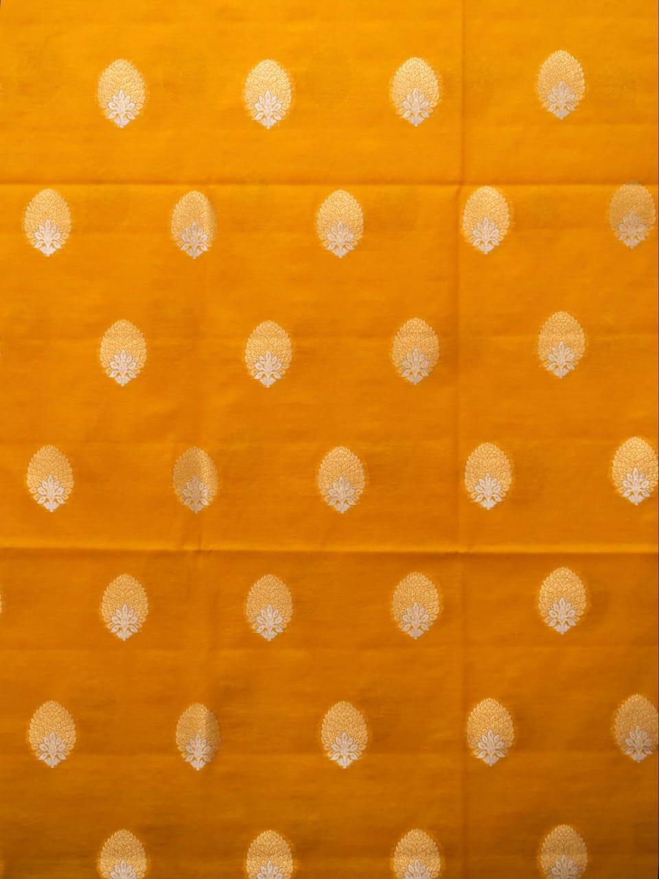 Mustard Banarasi Premium Cotton Silk Jamdani Dress Materials