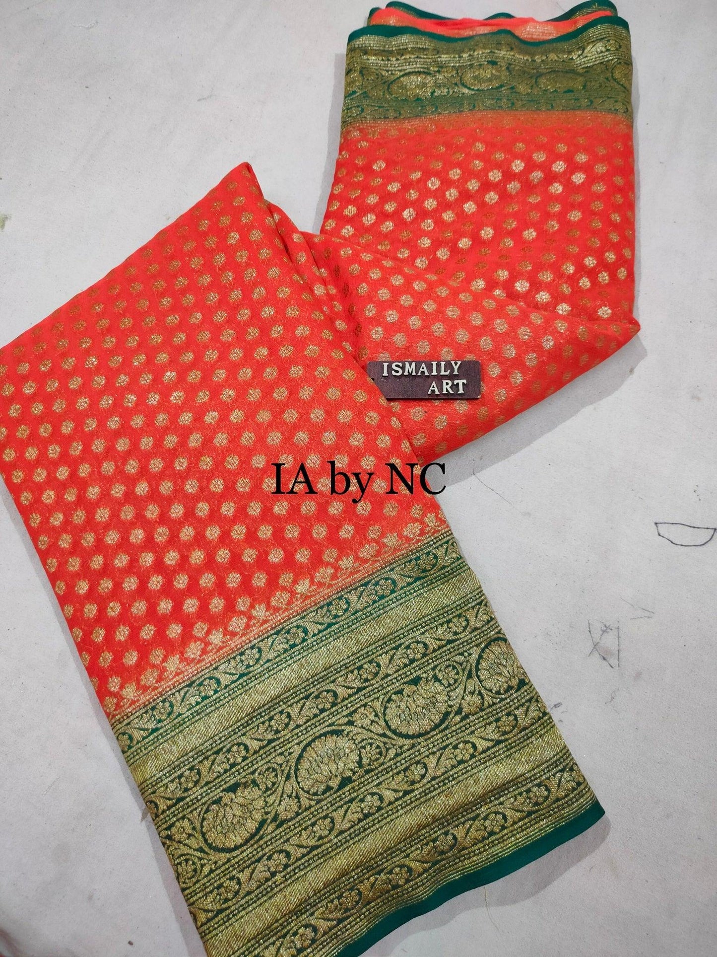 Scarlet Banarasi Pure Khaddi Georgette Saree