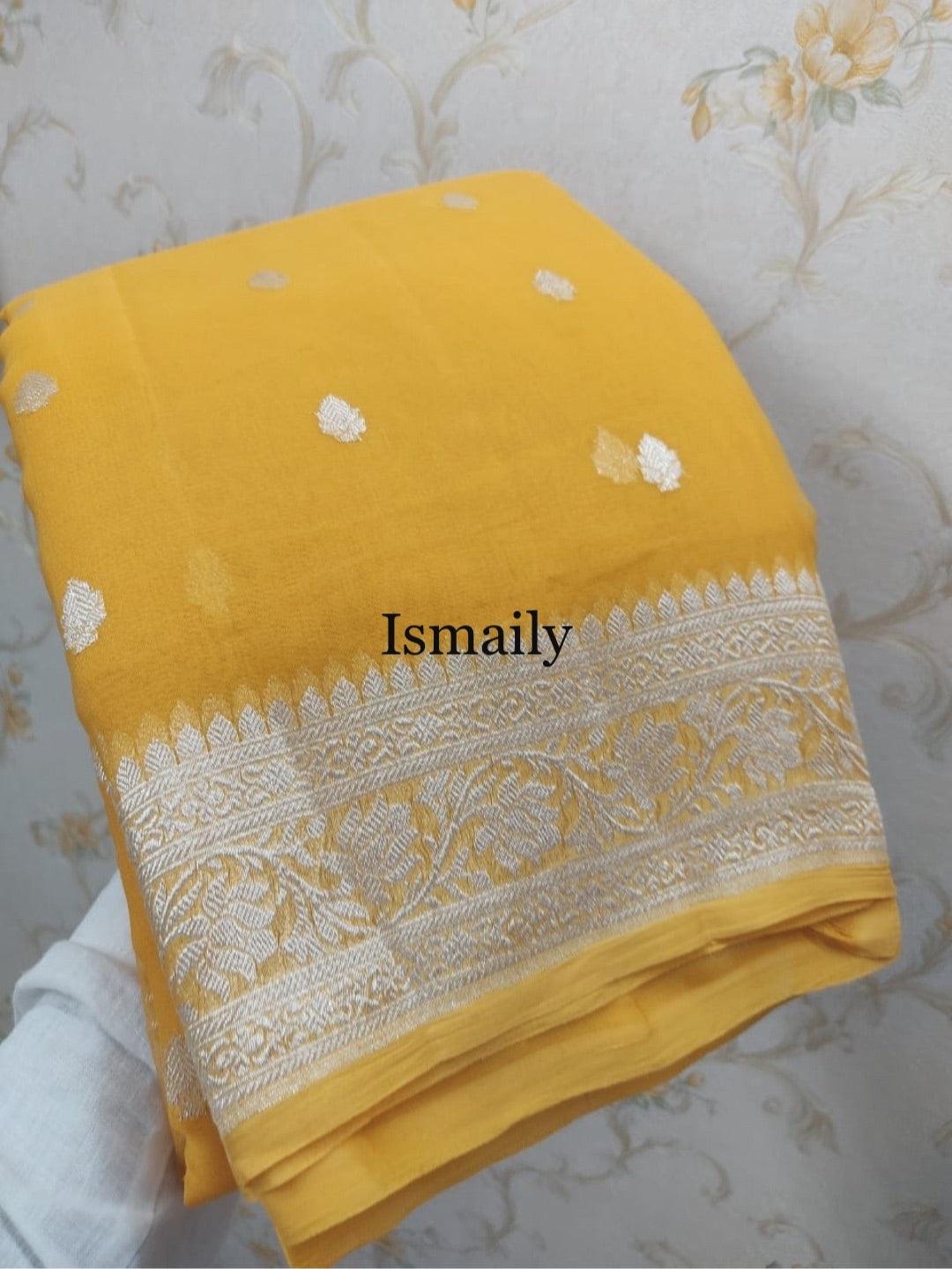 Amber Banarasi Pure Khaddi Georgette Kadwa Saree