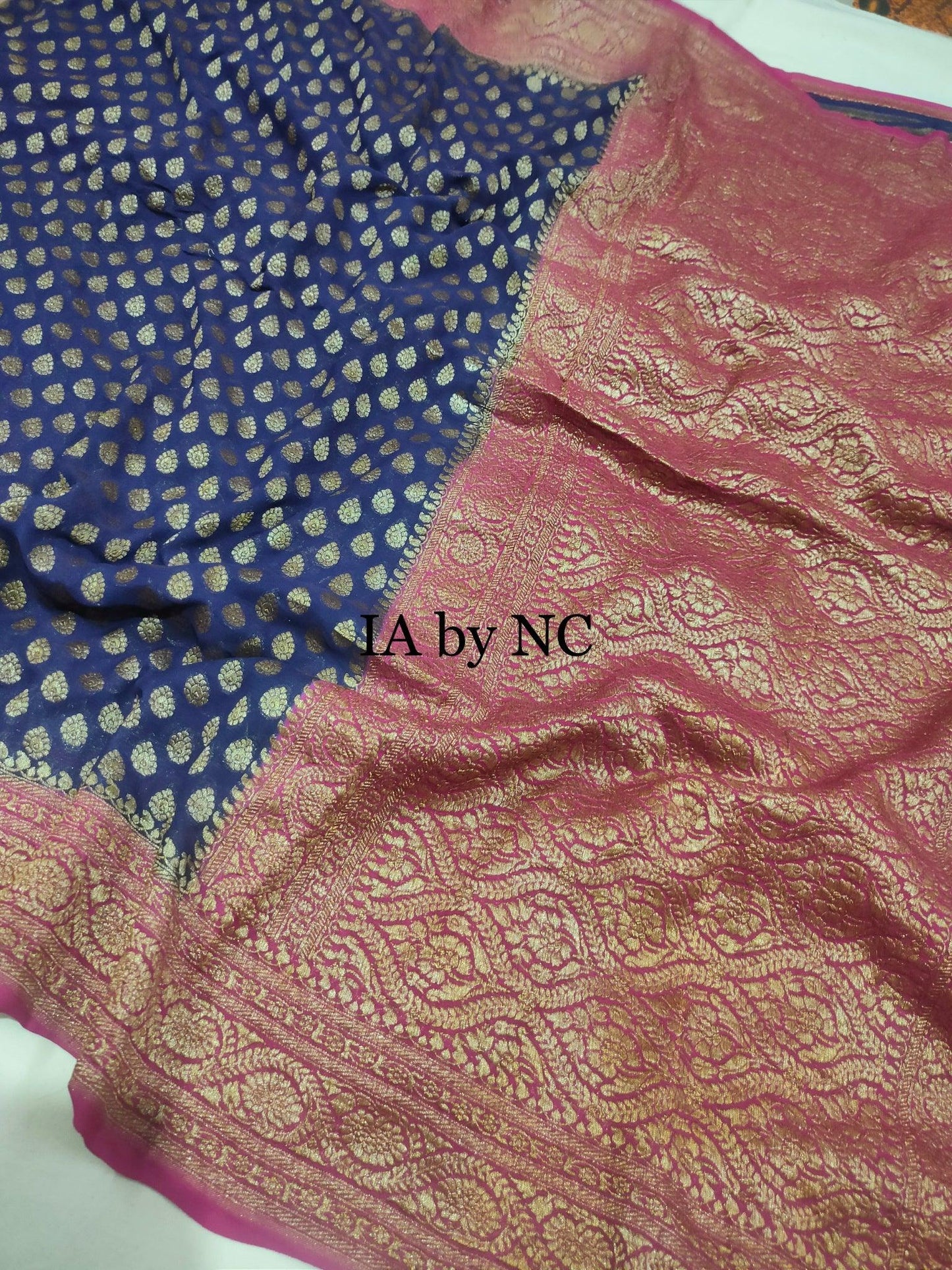 Navy Banarasi Pure Khaddi Georgette Saree