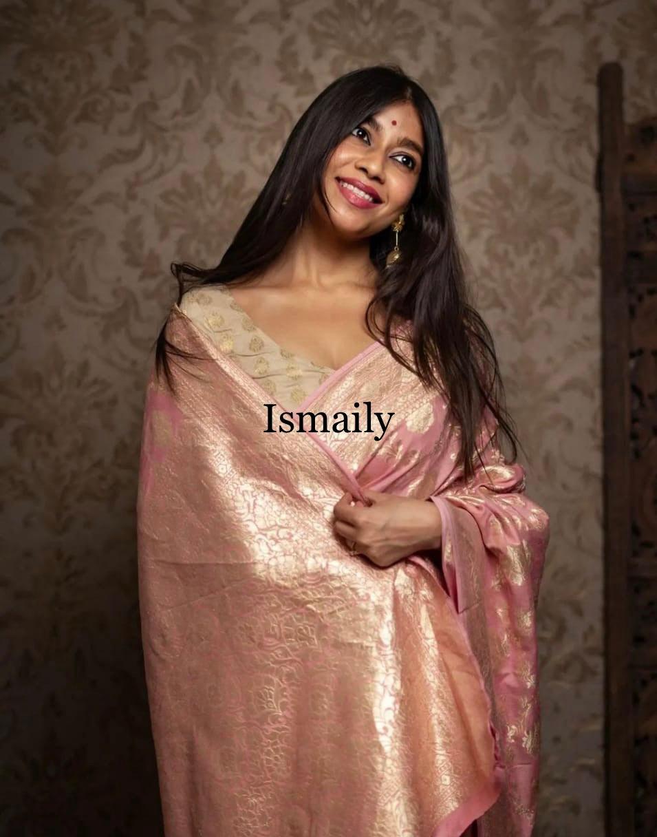 Flamingo Banarasi Pure Khaddi Georgette Saree