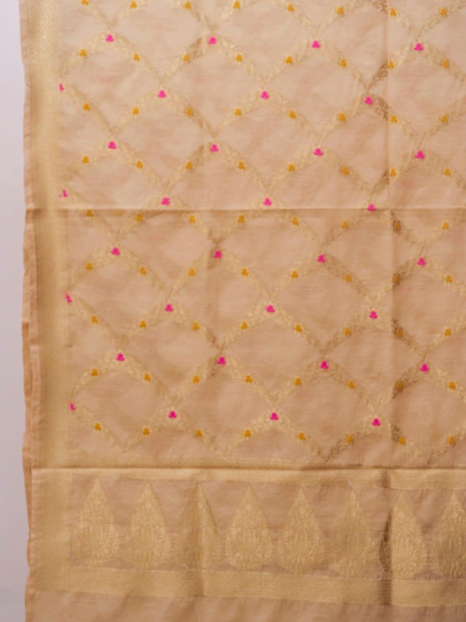 Beige Banarasi Premium Cotton Silk Jamdani Suits