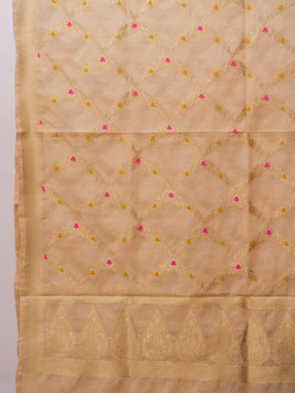 Beige Banarasi Cotton Silk Jamdani Suits
