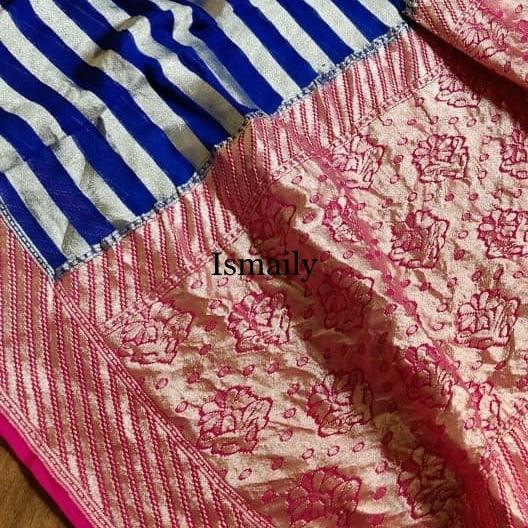 Navy Banarasi Pure Khaddi Georgette Saree
