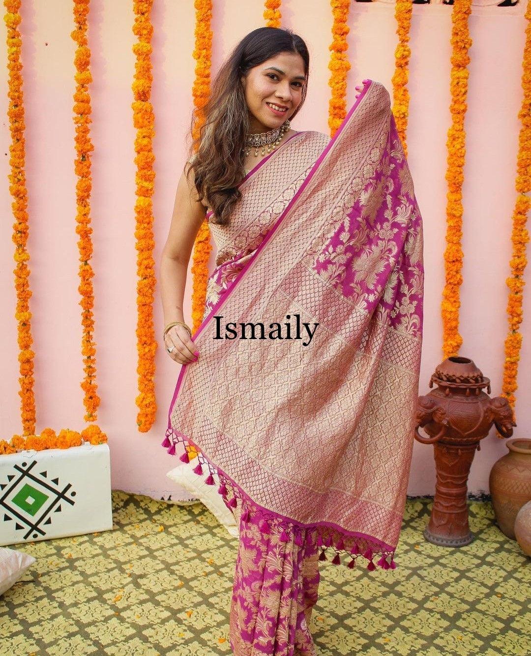 Hot Banarasi Pure Khaddi Georgette Saree