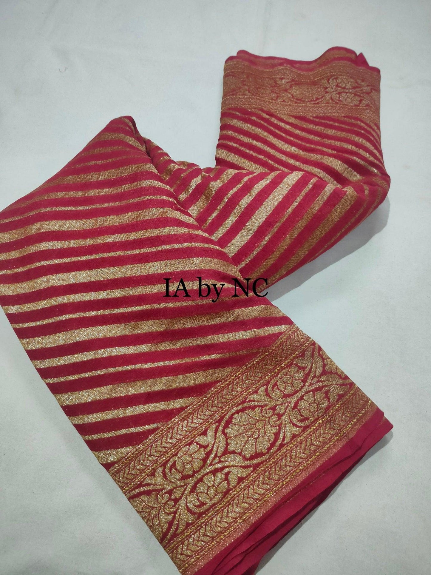 Maroon Banarasi Pure Khaddi Georgette Saree
