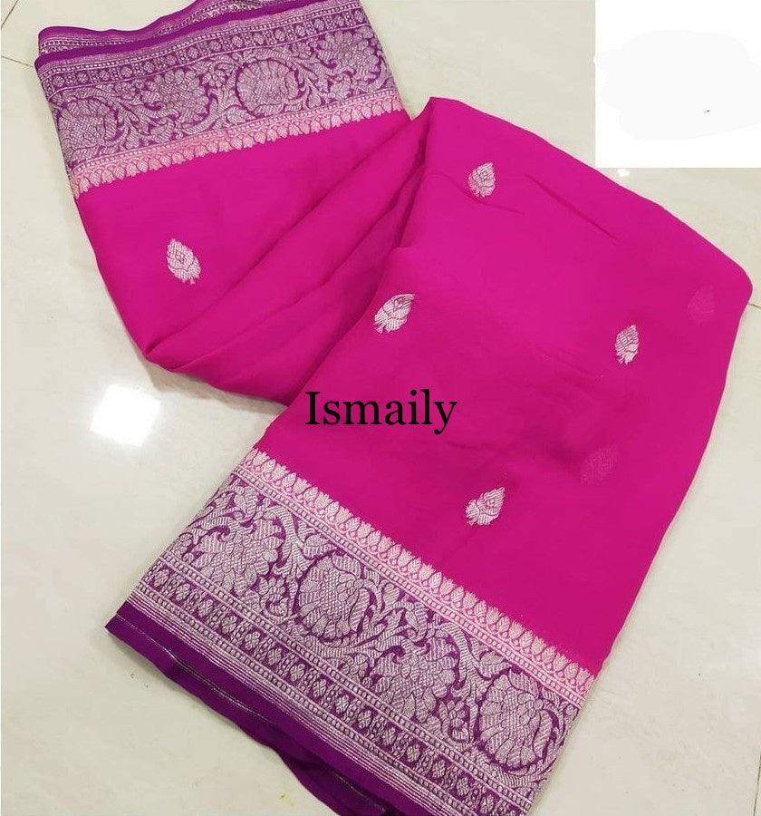 Hot Banarasi Pure Khaddi Georgette Kadwa Saree