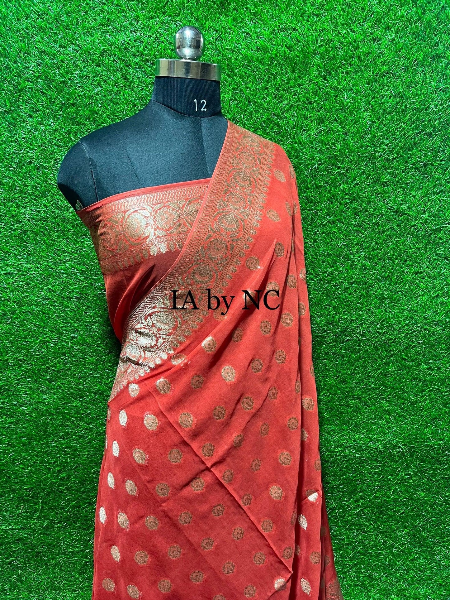 Scarlet Red Banarasi Pure Georgette Saree