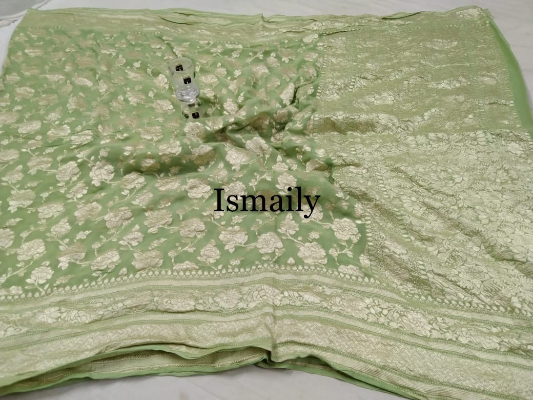 Sage Banarasi Pure Khaddi Georgette Saree