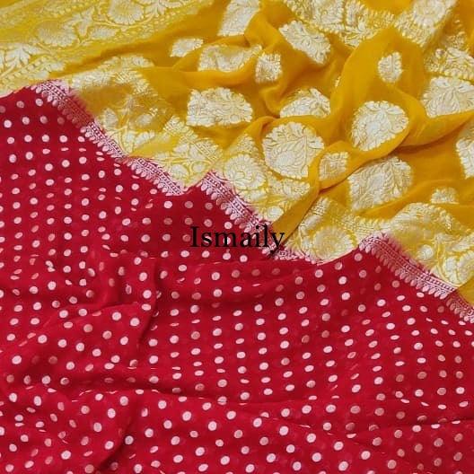 Crimson Banarasi Pure Khaddi Georgette Saree