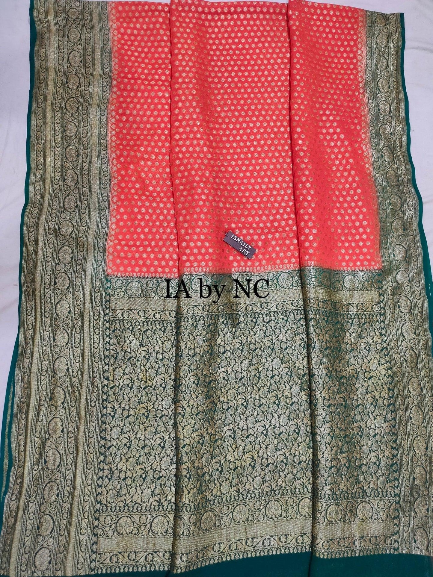 Scarlet Banarasi Pure Khaddi Georgette Saree