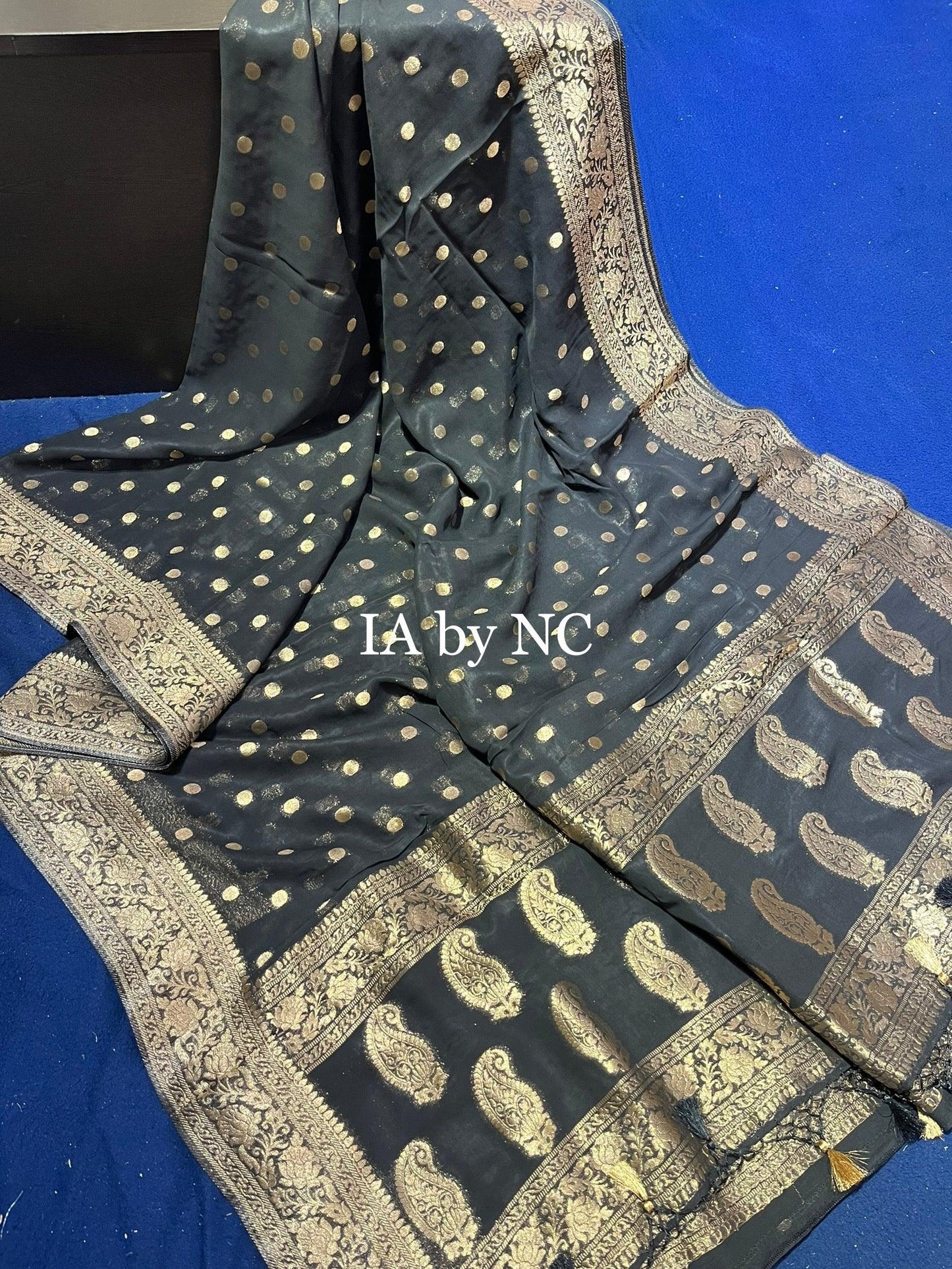 Black Banarasi Pure Georgette Saree