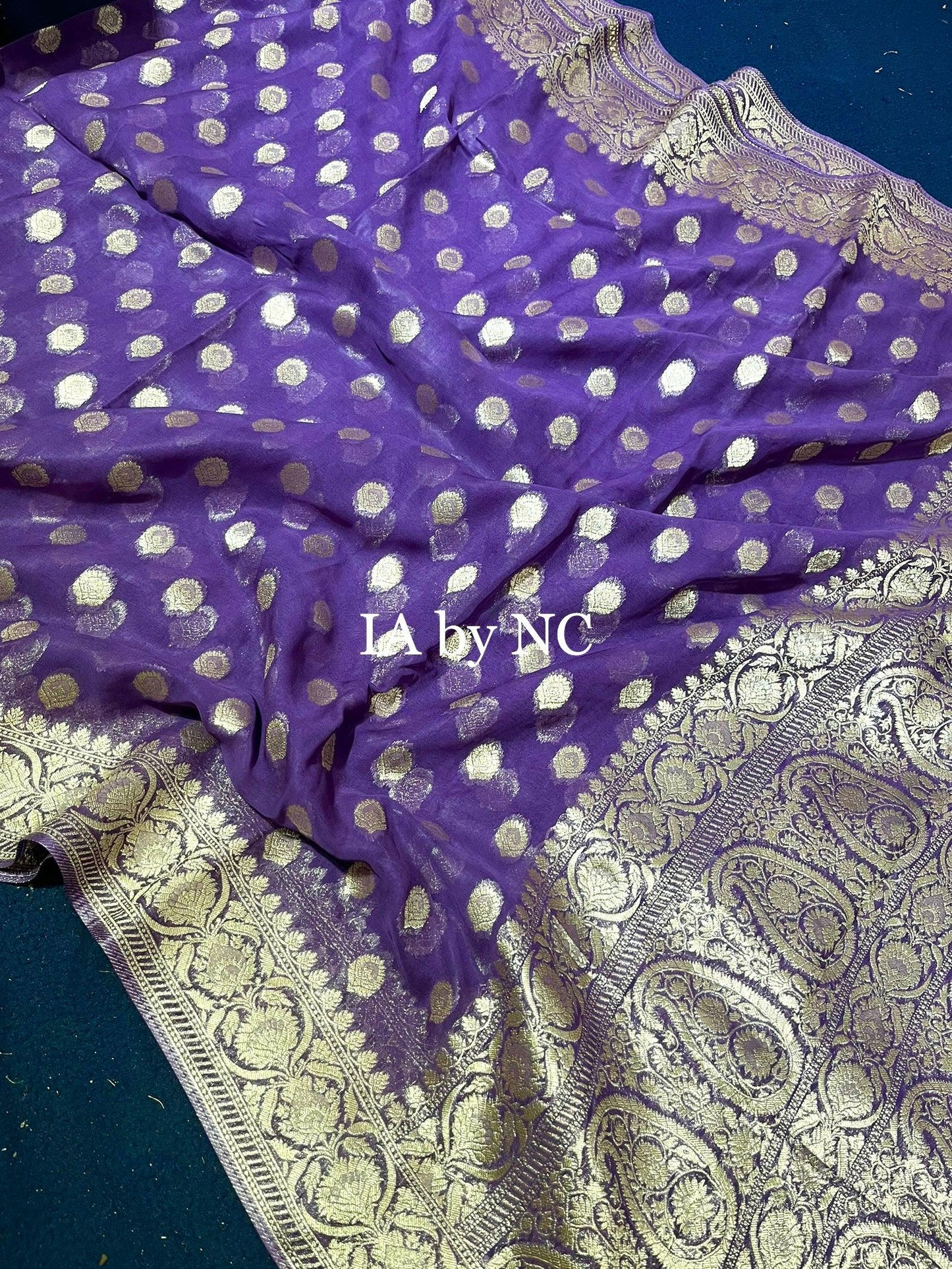 Grape Banarasi Pure Georgette Saree