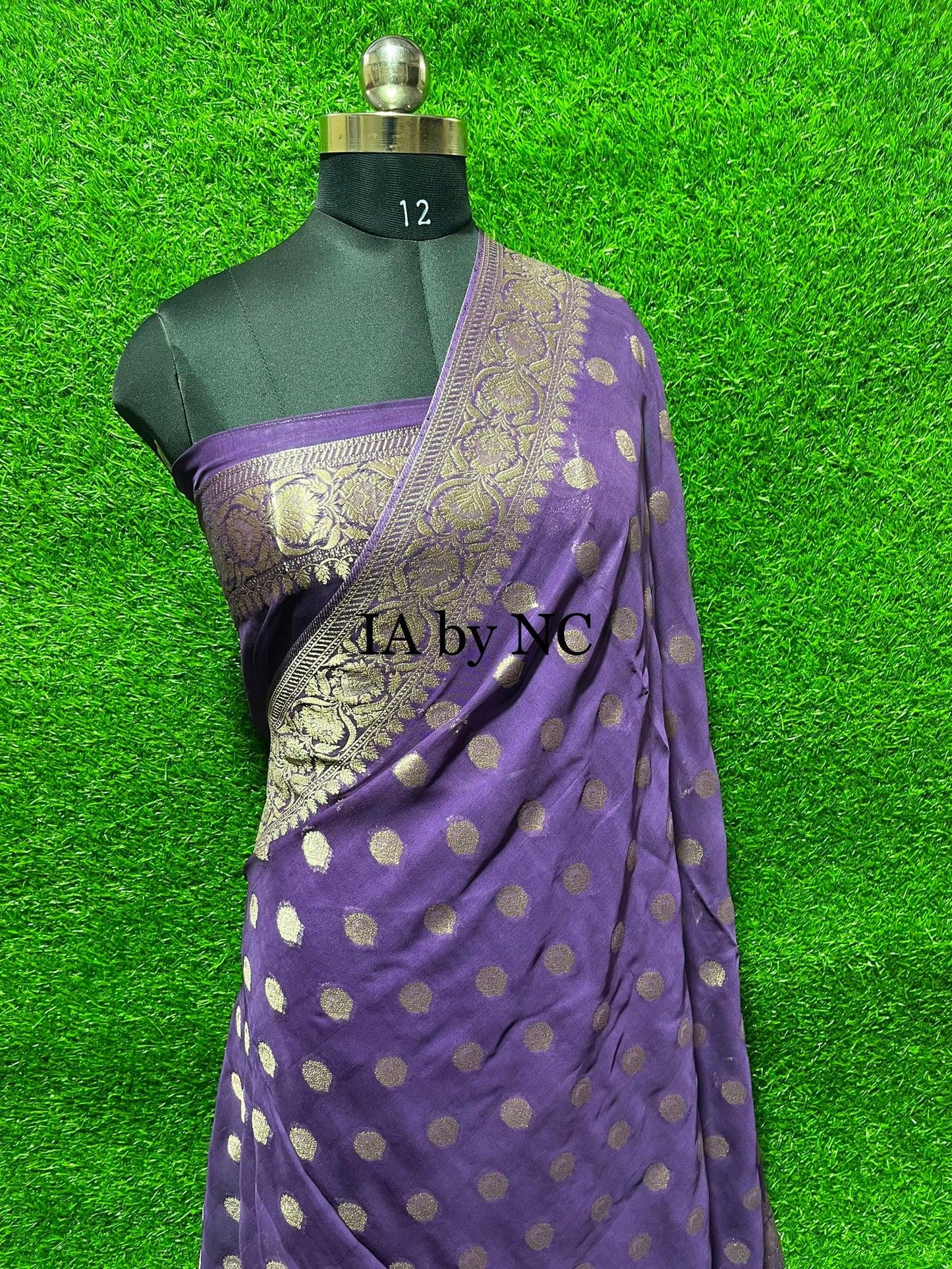 Grape Banarasi Pure Georgette Saree