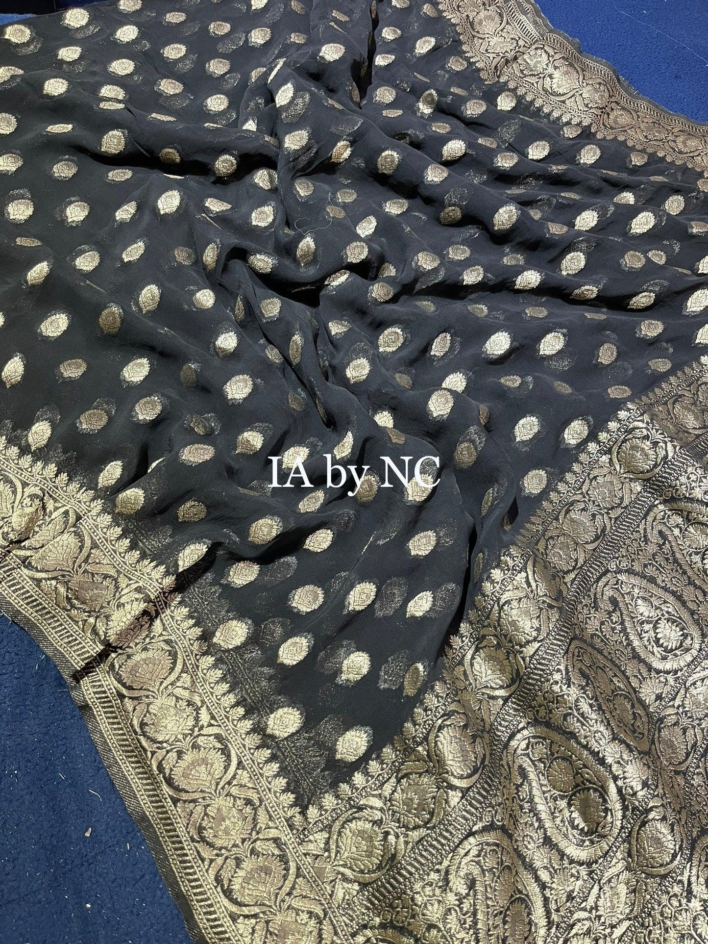 Black Banarasi Pure Georgette Saree