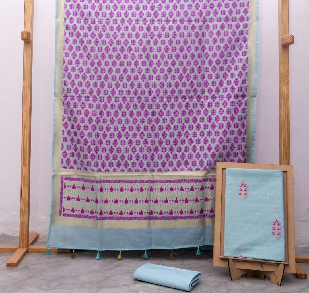 Baby Banarasi Premium Cotton Silk Jamdani Dress Materials
