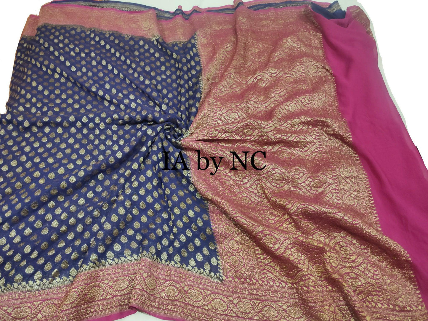 Navy Banarasi Pure Khaddi Georgette Saree