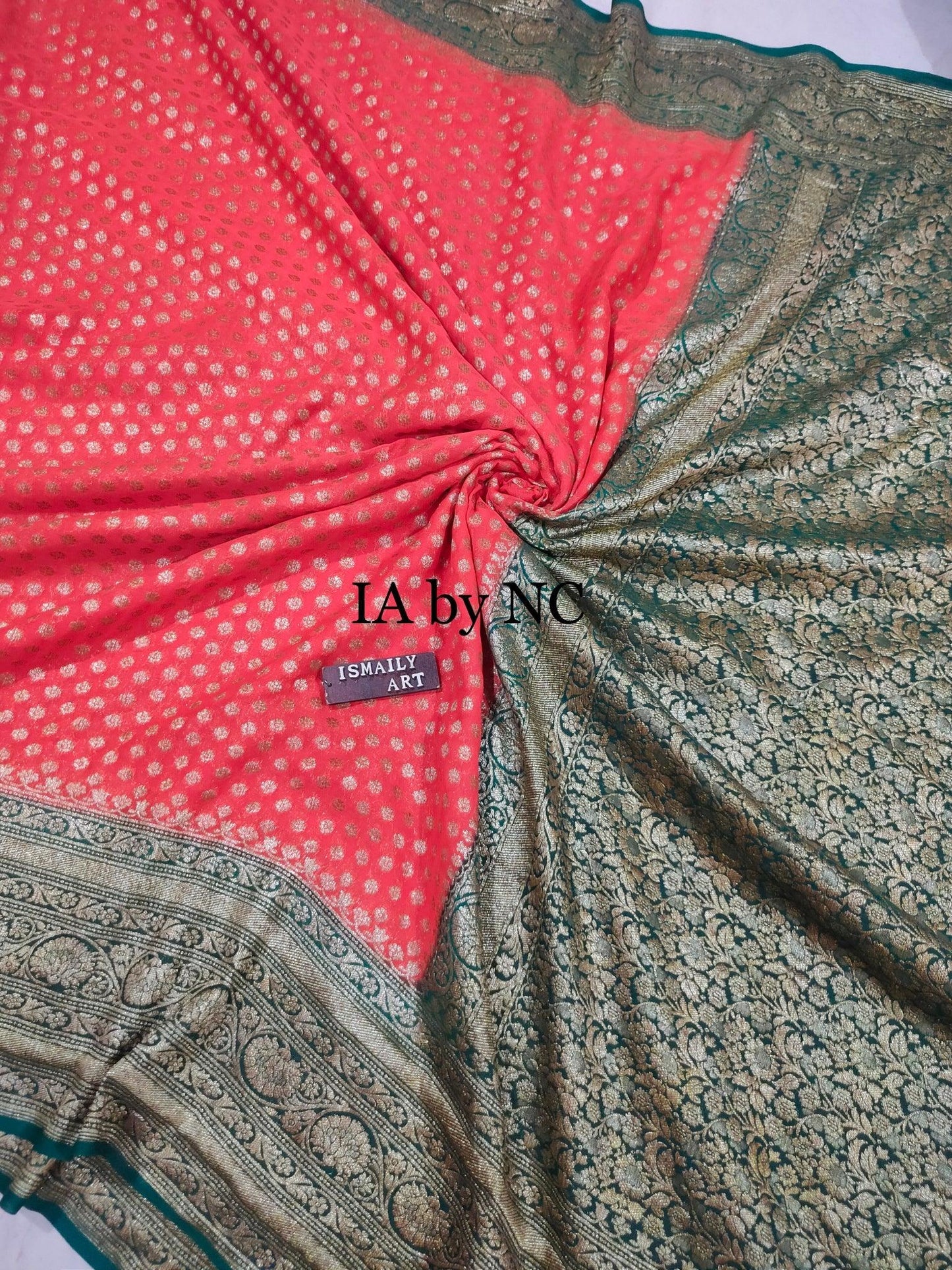 Scarlet Banarasi Pure Khaddi Georgette Saree