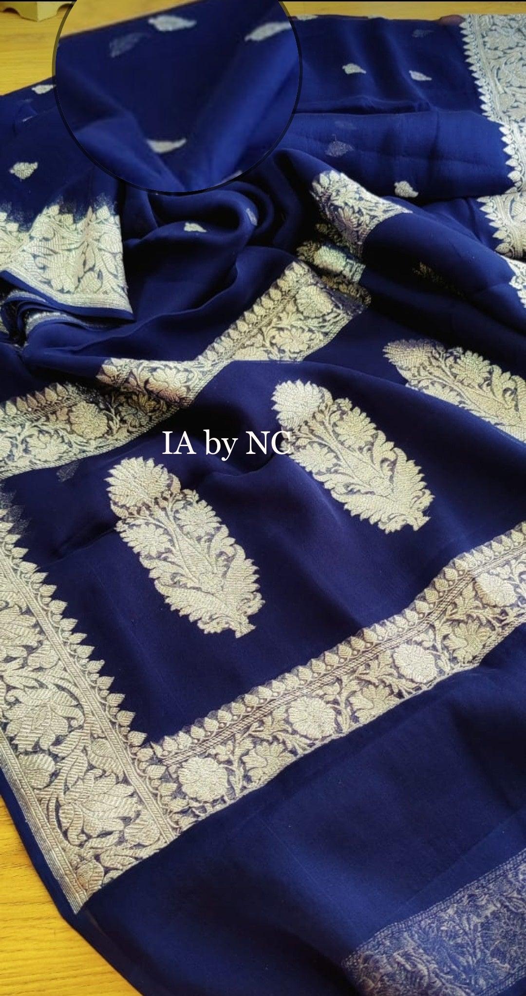 Space Banarasi Pure Khaddi Georgette Kadwa Saree