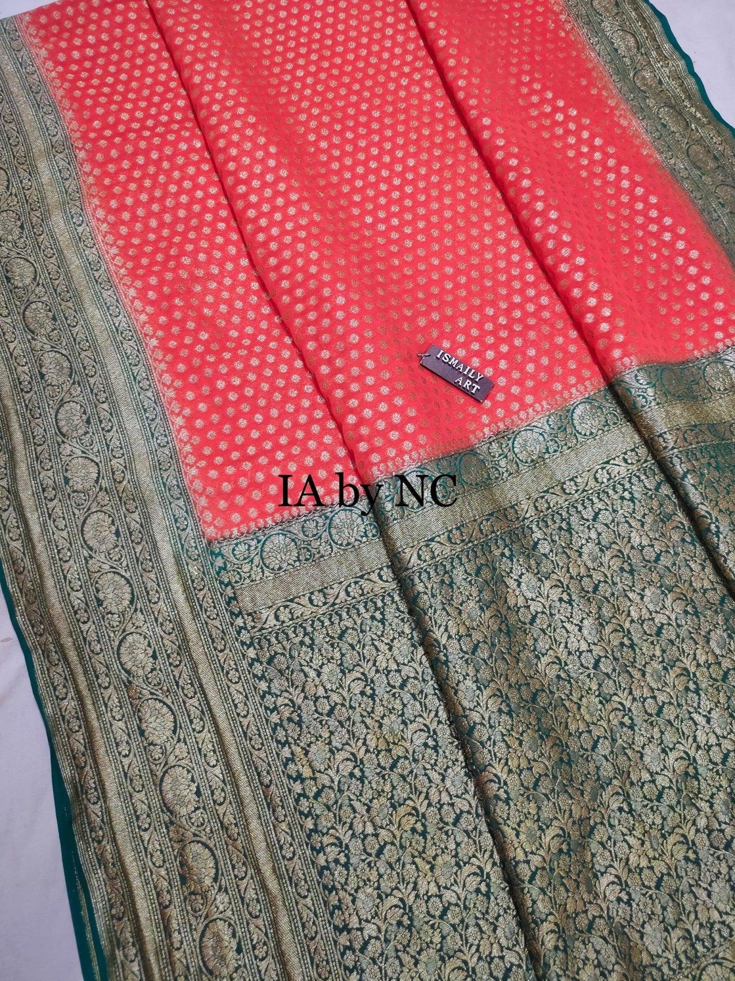Scarlet Banarasi Pure Khaddi Georgette Saree