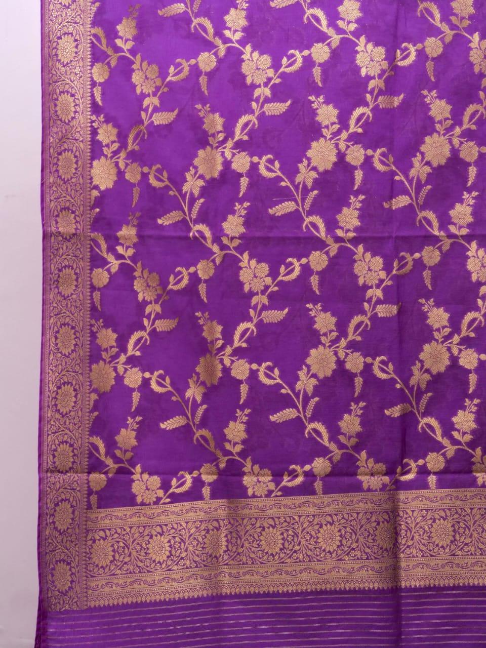 Grape Banarasi Premium Cotton Silk Alfi Dress Materials