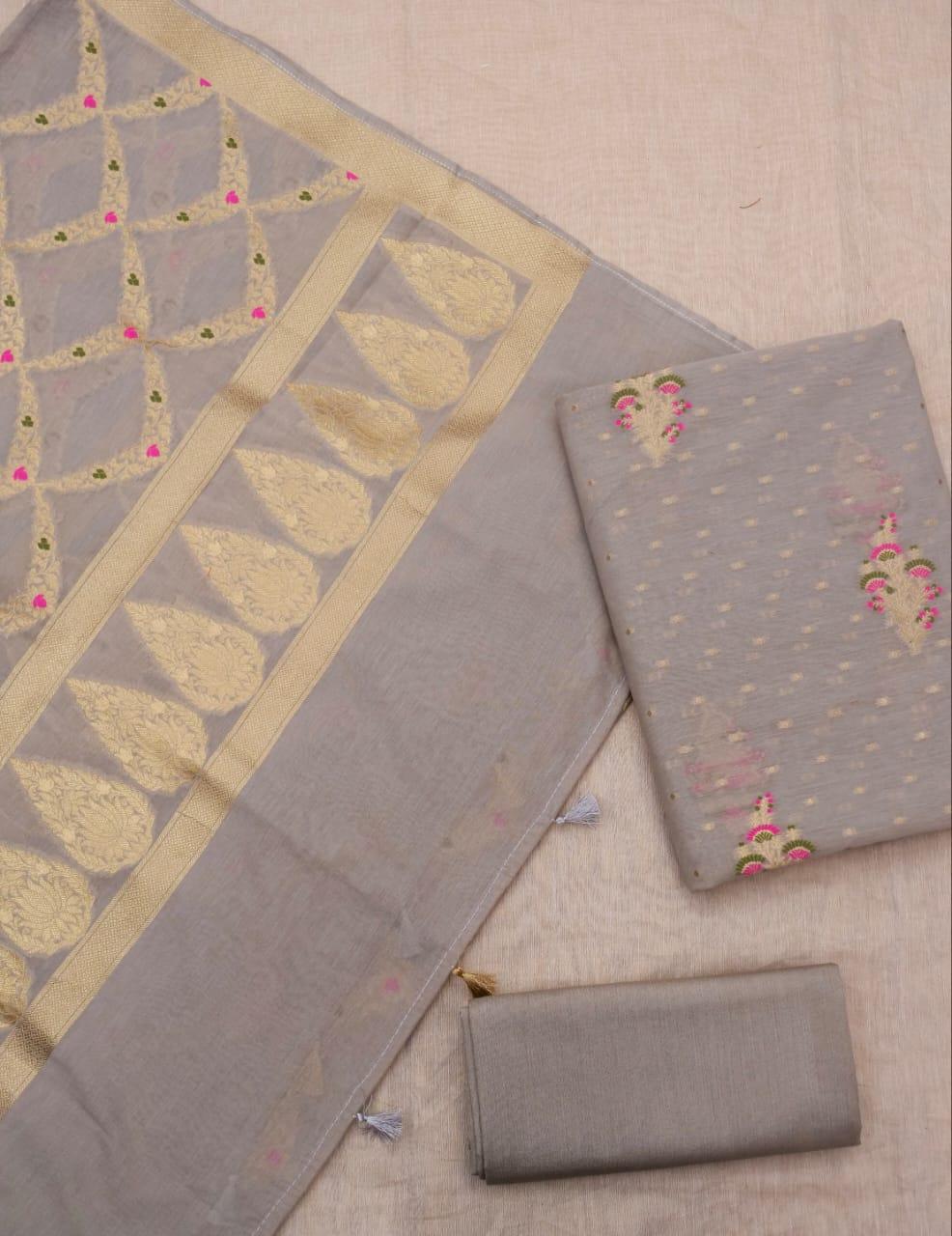 Mink Banarasi Premium Cotton Silk Jamdani Suits