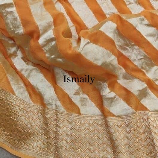Apricot Banarasi Pure Khaddi Georgette Saree