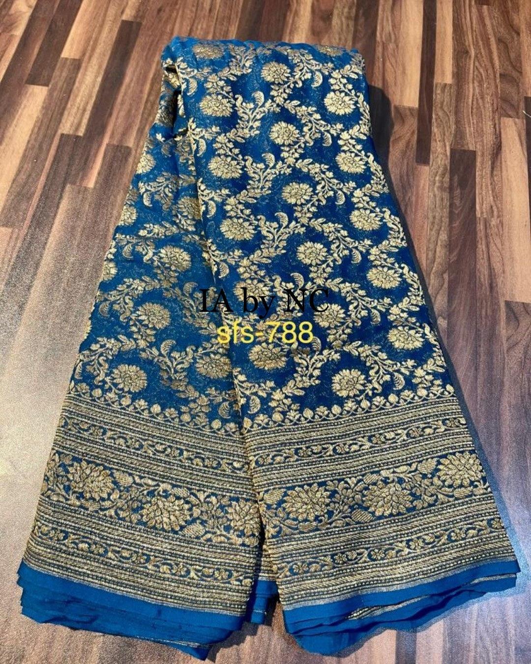 Saphhire Banarasi Pure Khaddi Georgette Saree