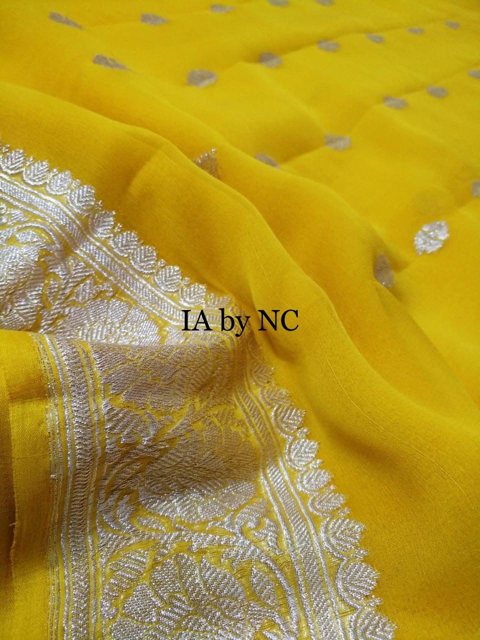 Cyber Banarasi Pure Khaddi Georgette Kadwa Saree