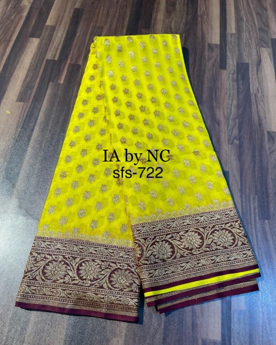 Yellow Banarasi Pure Khaddi Georgette Saree