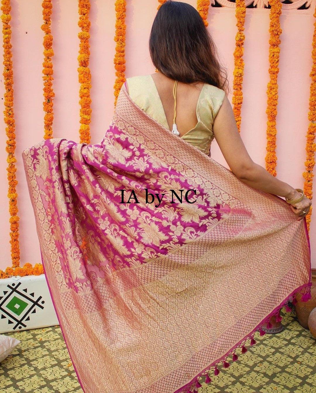 Hot Banarasi Pure Khaddi Georgette Saree