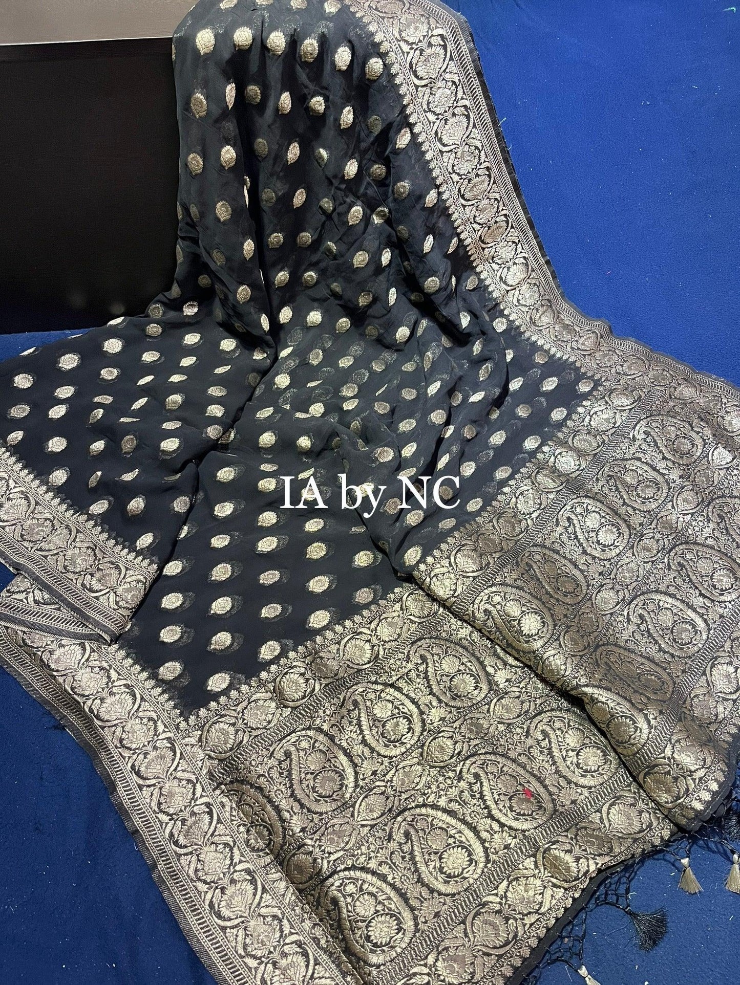 Black Banarasi Pure Georgette Saree